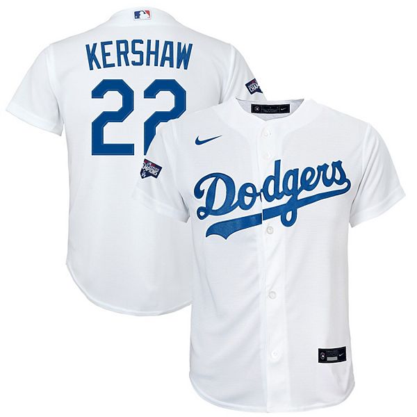 Youth Nike Clayton Kershaw White Los Angeles Dodgers 2020 World Series  Champions Home Replica Player Jersey