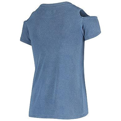 Girls Youth 5th & Ocean by New Era Blue San Jose Earthquakes Cold Shoulder T-Shirt