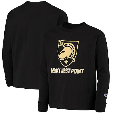 Youth Champion Black Army Black Knights Lockup Long Sleeve T-Shirt