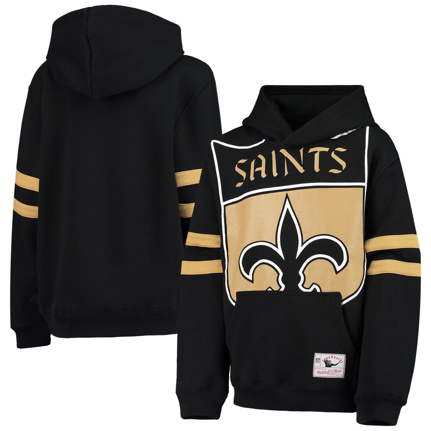 Men's Fanatics Branded White/Black New Orleans Saints Linear Logo Pullover  Hoodie