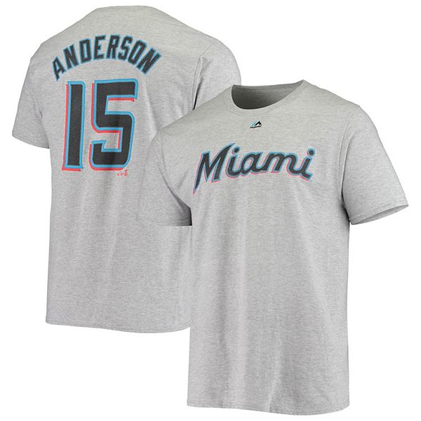 Men's Fanatics Branded Brian Anderson Gray Miami Marlins Name & Number T- shirt