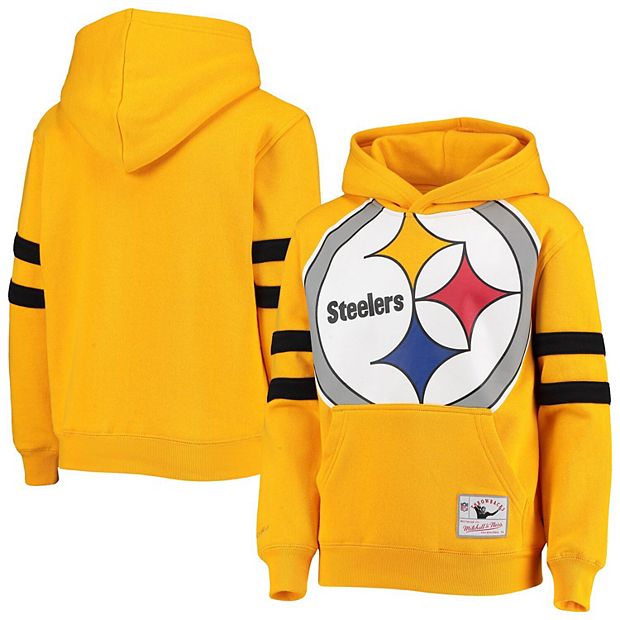 Youth Gold Pittsburgh Steelers Big Face Fleece Pullover Hoodie