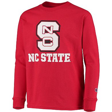 Youth Champion Red NC State Wolfpack Lockup Long Sleeve T-Shirt