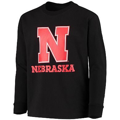 Youth Champion Black Nebraska Huskers Lockup Long Sleeve T-Shirt