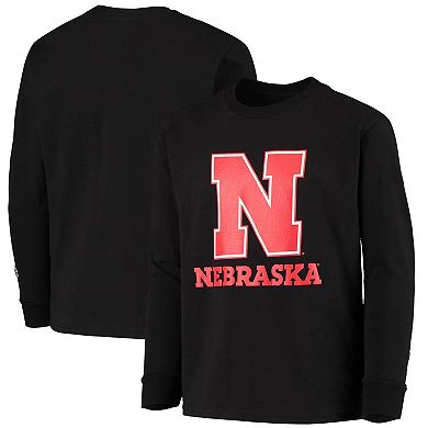 Youth Champion Black Nebraska Huskers Lockup Long Sleeve T-Shirt