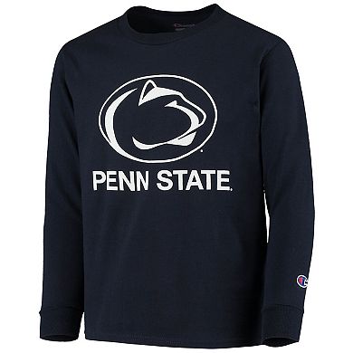 Youth Champion Navy Penn State Nittany Lions Lockup Long Sleeve T-Shirt