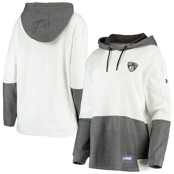 Women's Under Armour White Brooklyn Nets Combine Performance Pullover Hoodie