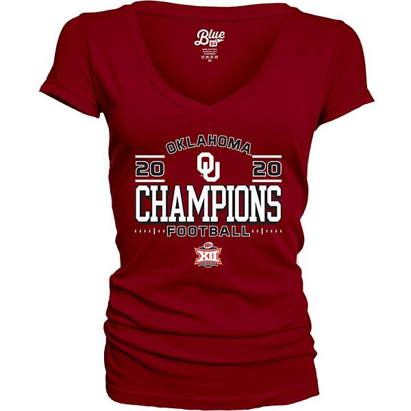 Women's Blue 84 Crimson Oklahoma Sooners 2020 Big 12 Football Champions ...