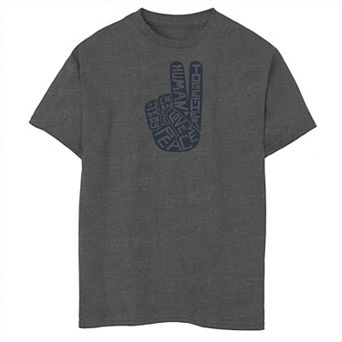 Boys 8-20 Hand Peace Sign Text Tee