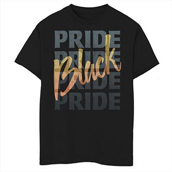 Boys 8-20 Black Pride Text Tee