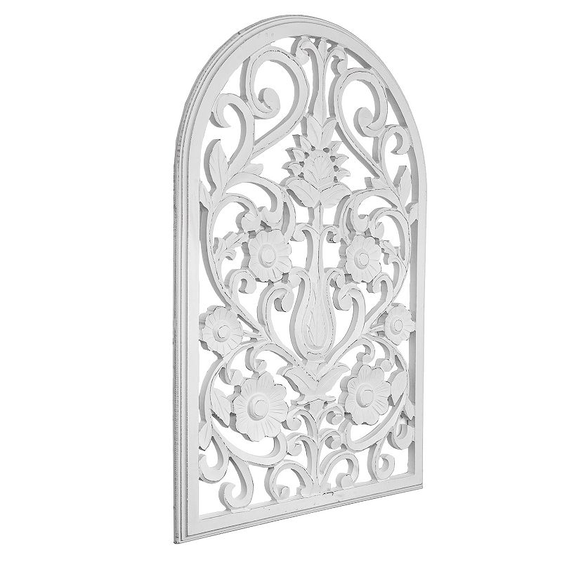 American Art Gallery Arched Windowpane Panel Wall Decor, White
