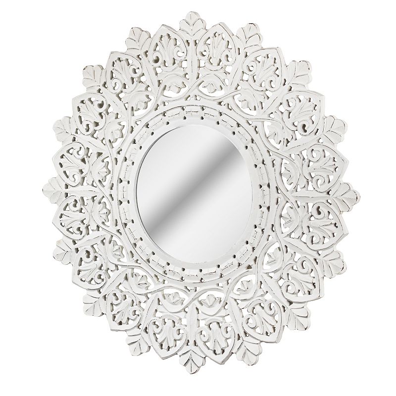 American Art Gallery Medallion Sunburst Wall Mirror, White