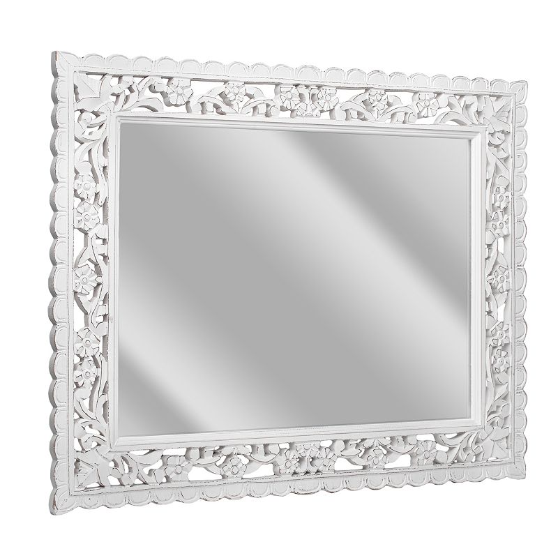 American Art Gallery Floral Panel Wall Mirror, White