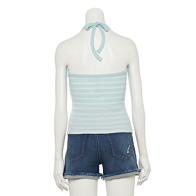 Juniors' SO® High Neck Halter Top