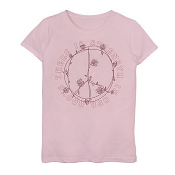 Girls 7-16 Strength In Roots Peace Sign Floral Tee