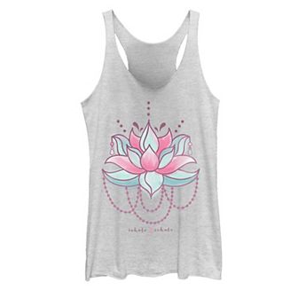 Juniors' Lotus Watercolor Graphic Tank Top
