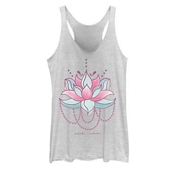 Juniors' Lotus Watercolor Graphic Tank Top