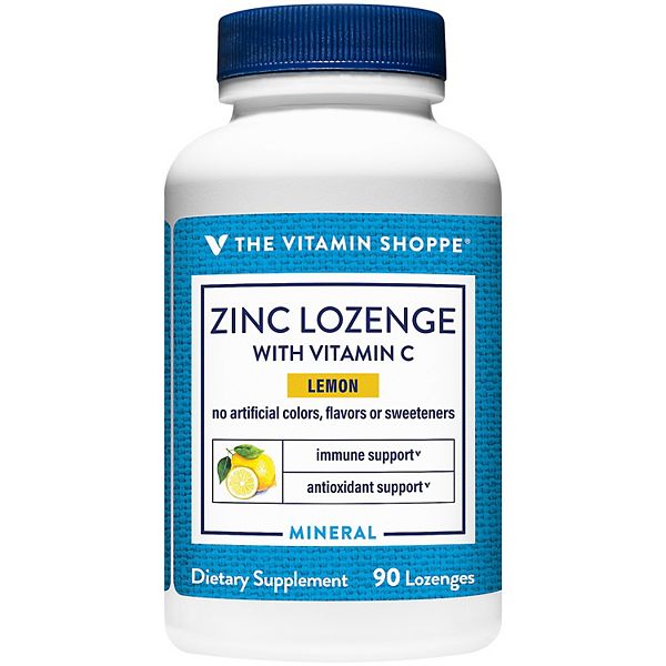 The Vitamin Shoppe Zinc Lozenge with Vitamin C Lemon, 90 Lozenges