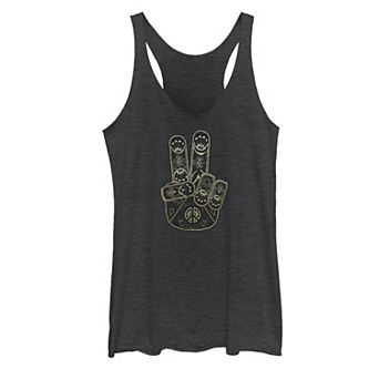 Juniors' Boho Tie-Dye Peace Hand Graphic Tank Top