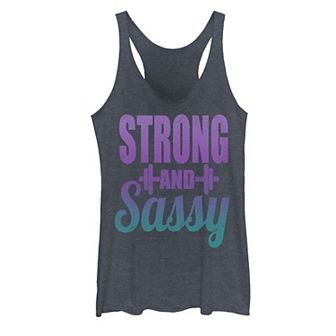Juniors' Strong & Sassy Weightlifting Graphic Tank Top