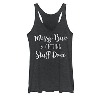 Juniors' Messy Bun & Getting Stuff Done Graphic Tank Top