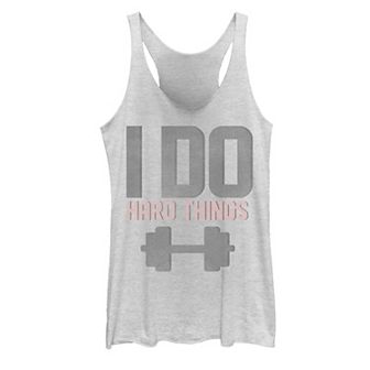 Juniors' I Do Hard Things Barbell Graphic Tank Top