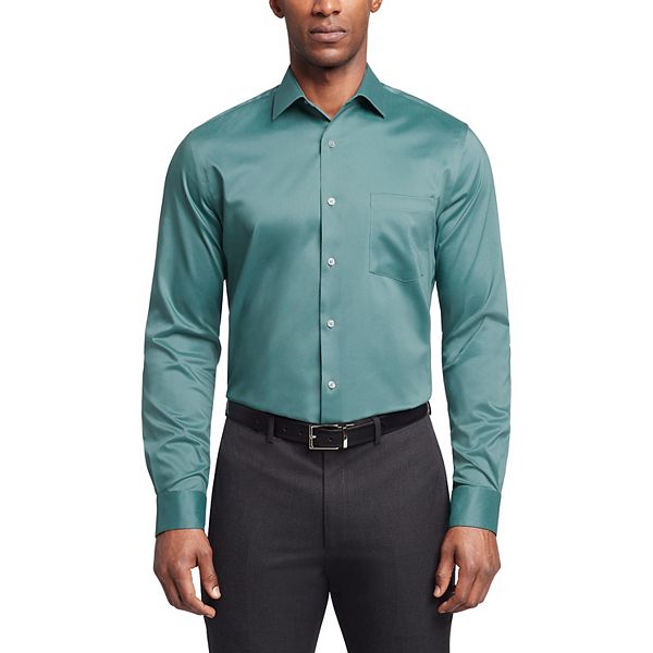 Mens Van Heusen Ultra Wrinkle-Free Regular-Fit Dress Shirt - Moss Green (L-34/35)