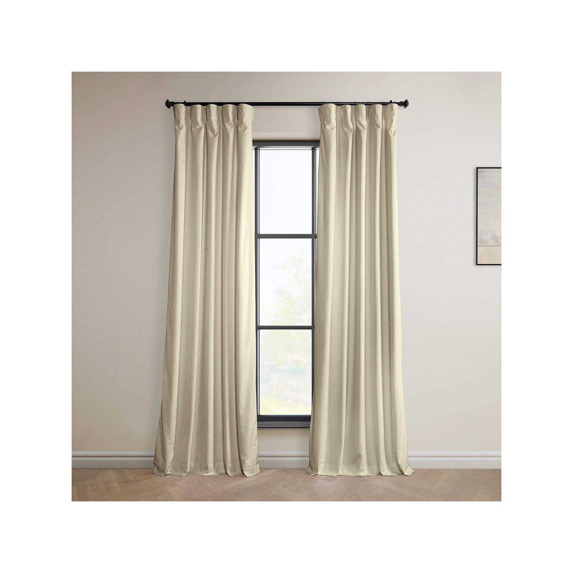 EFF Signature Plush Velvet Hotel Blackout Window Curtain Panel, Angora Beig