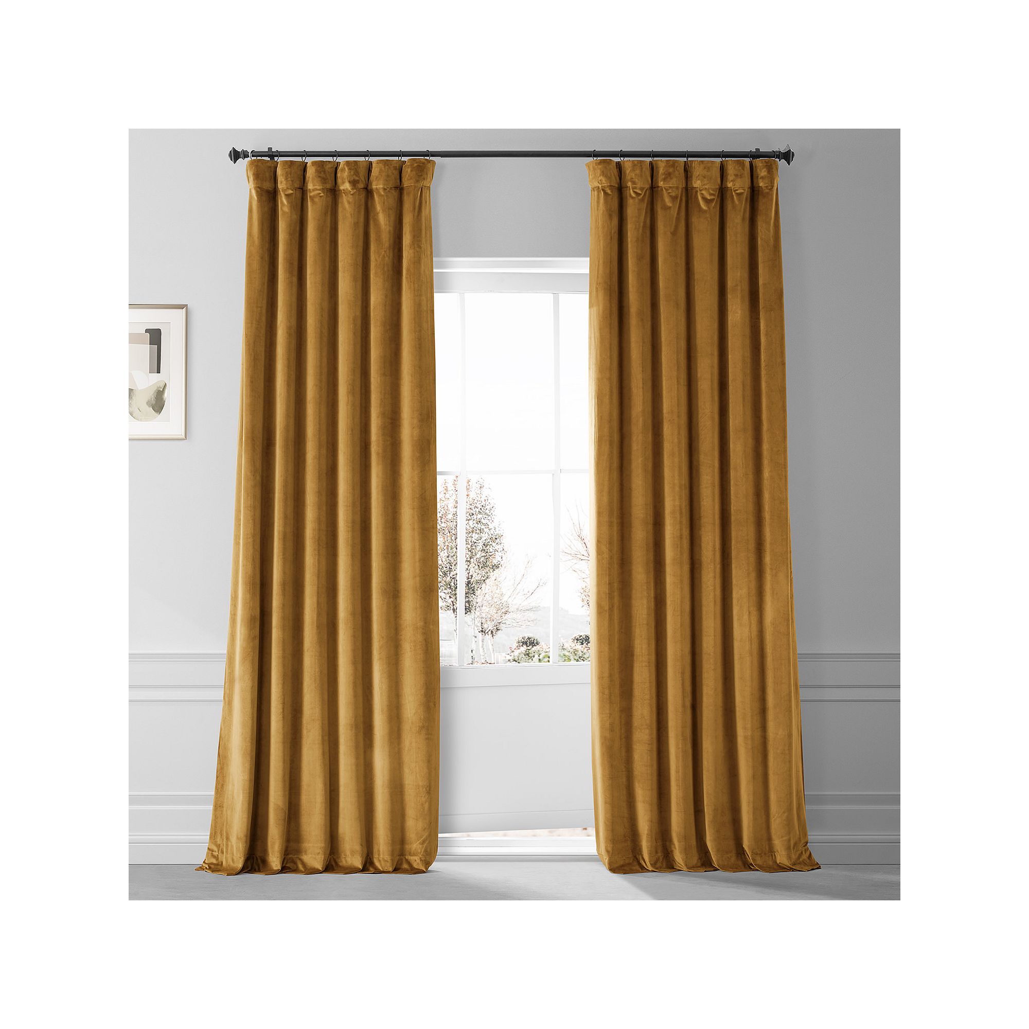 EFF Signature Plush Velvet Hotel Blackout Window Curtain Panel, Apple Cider
