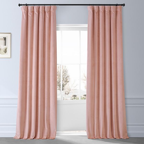 HPD Half Price Drapes Signature Apricot Blossom Plush Velvet Blackout Curtains (1 Panel), 50W X 108L