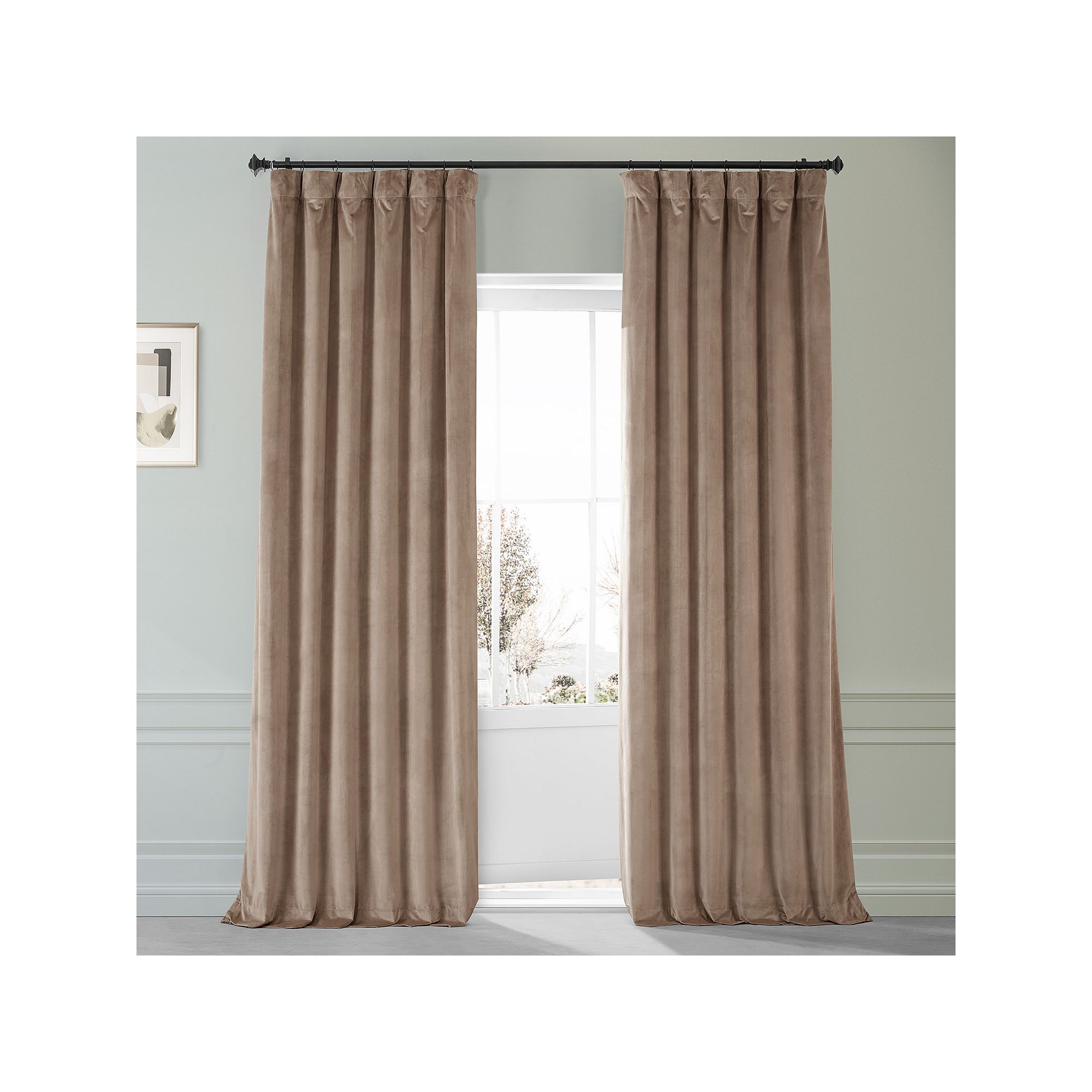 EFF Signature Plush Velvet Hotel Blackout Window Curtain Panel, Pashmina Br
