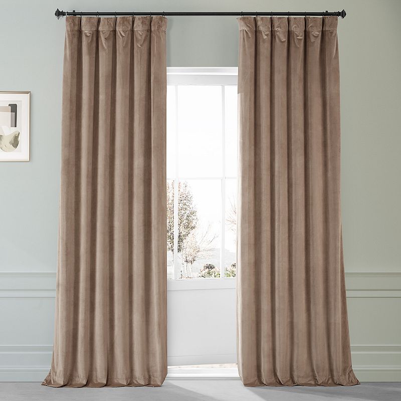 Signature Pashmina Taupe Plush Velvet Hotel Blackout Curtain (1 Panel)  Pashmina Taupe  50W X 108L