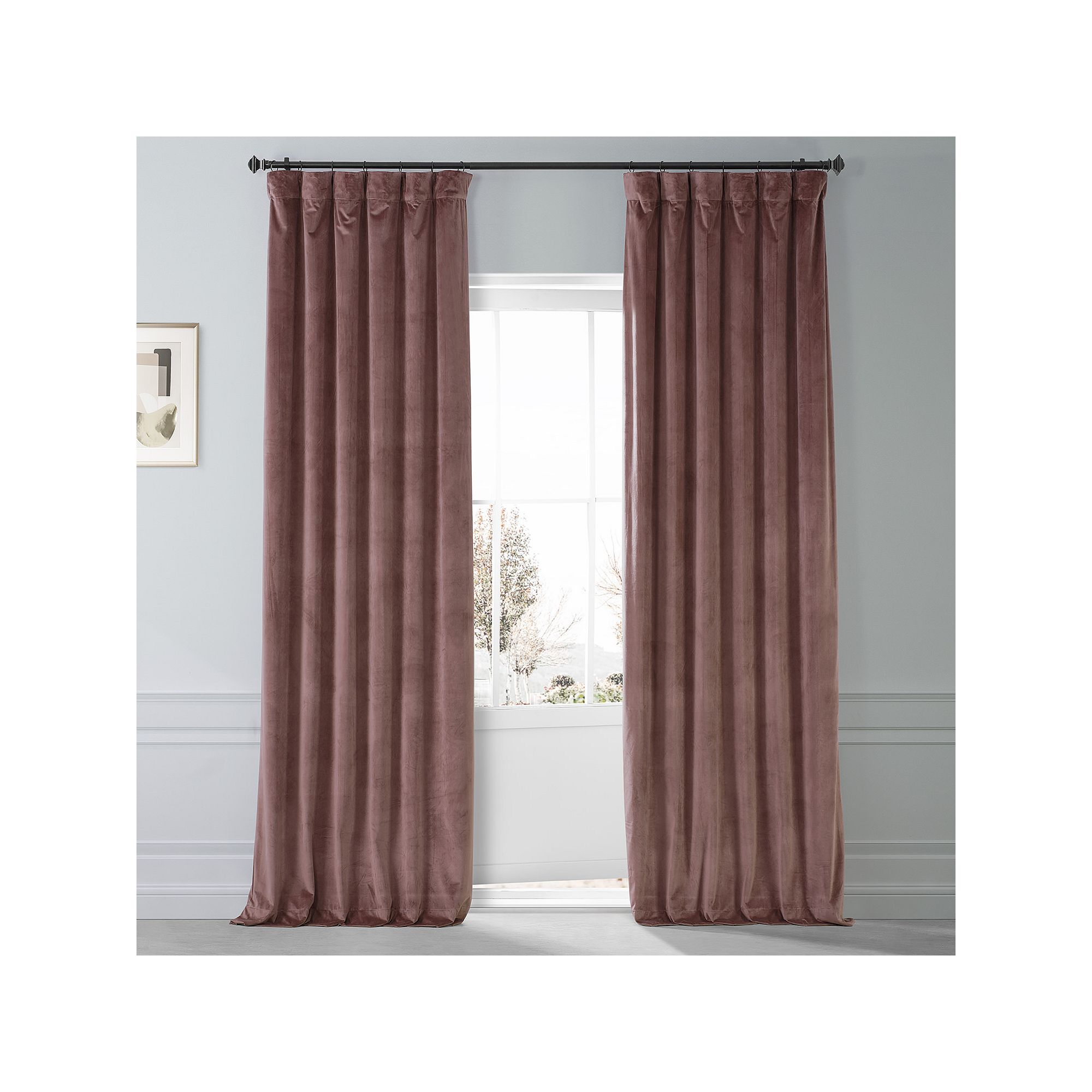 EFF Signature Plush Velvet Hotel Blackout Window Curtain Panel, Rosehip