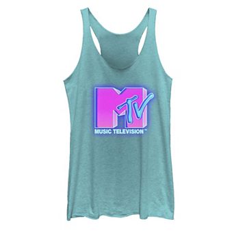 Juniors' MTV Hot Pink And Blue Neon Sign Logo Tank Top