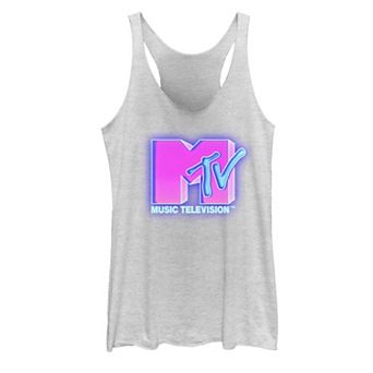 Juniors' MTV Hot Pink And Blue Neon Sign Logo Tank Top