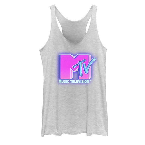 Juniors' MTV Hot Pink And Blue Neon Sign Logo Tank Top