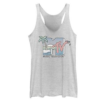 Juniors' MTV Island Flamingo Palm Tree Logo Tank Top