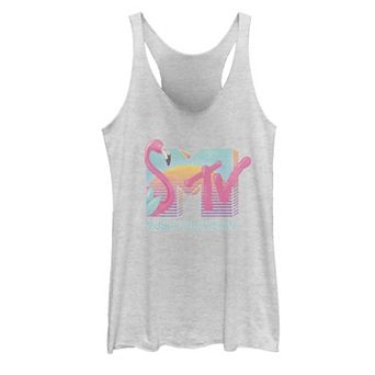 Juniors' MTV Distressed Retro Flamingo Logo Fill Tank Top