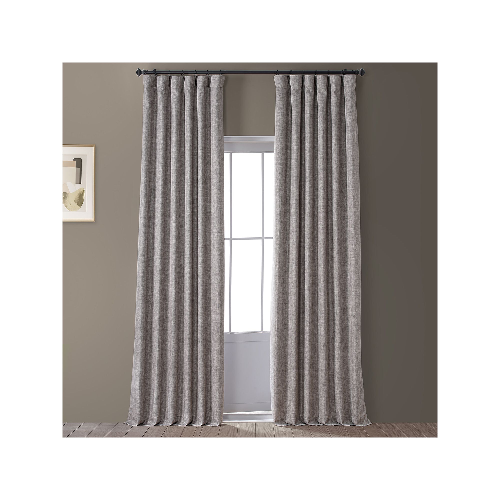 EFF Italian Faux Linen Hotel Blackout Window Curtain Panel, Destination Gre