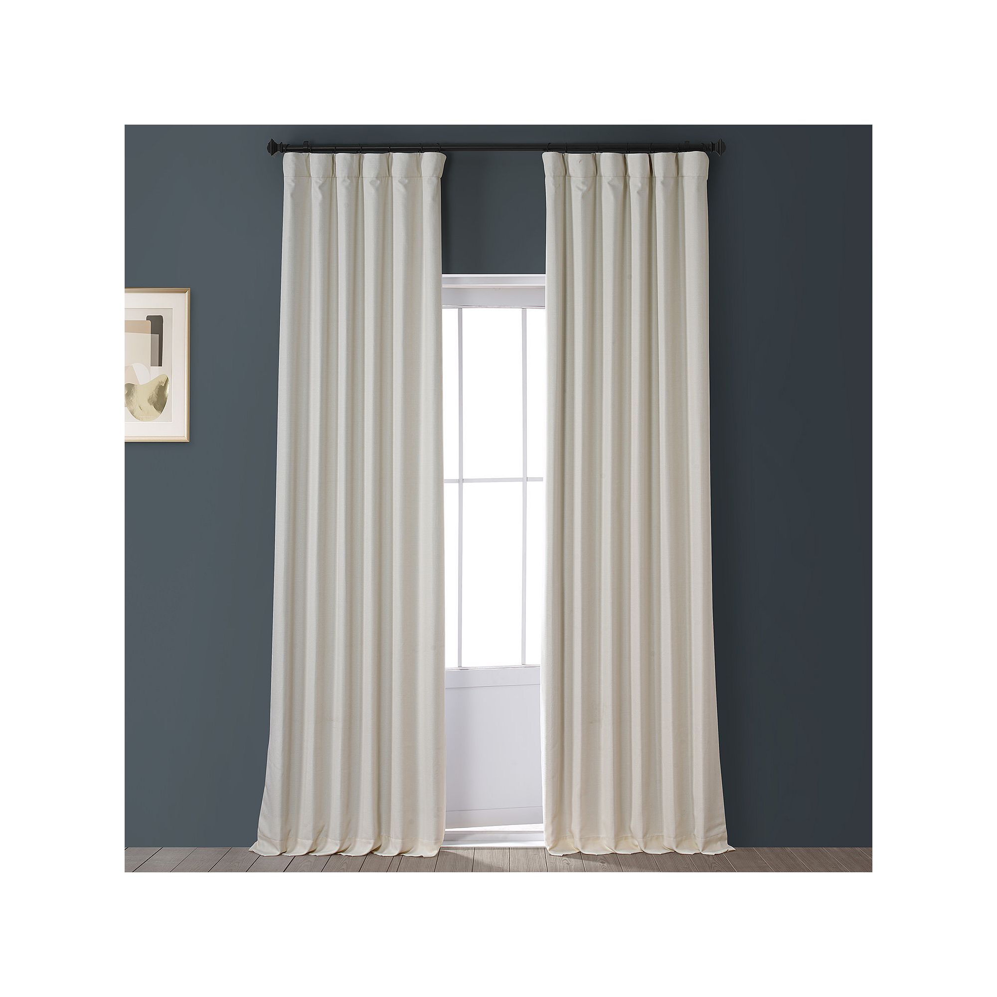 EFF Italian Faux Linen Hotel Blackout Window Curtain Panel, Excursion Ivory