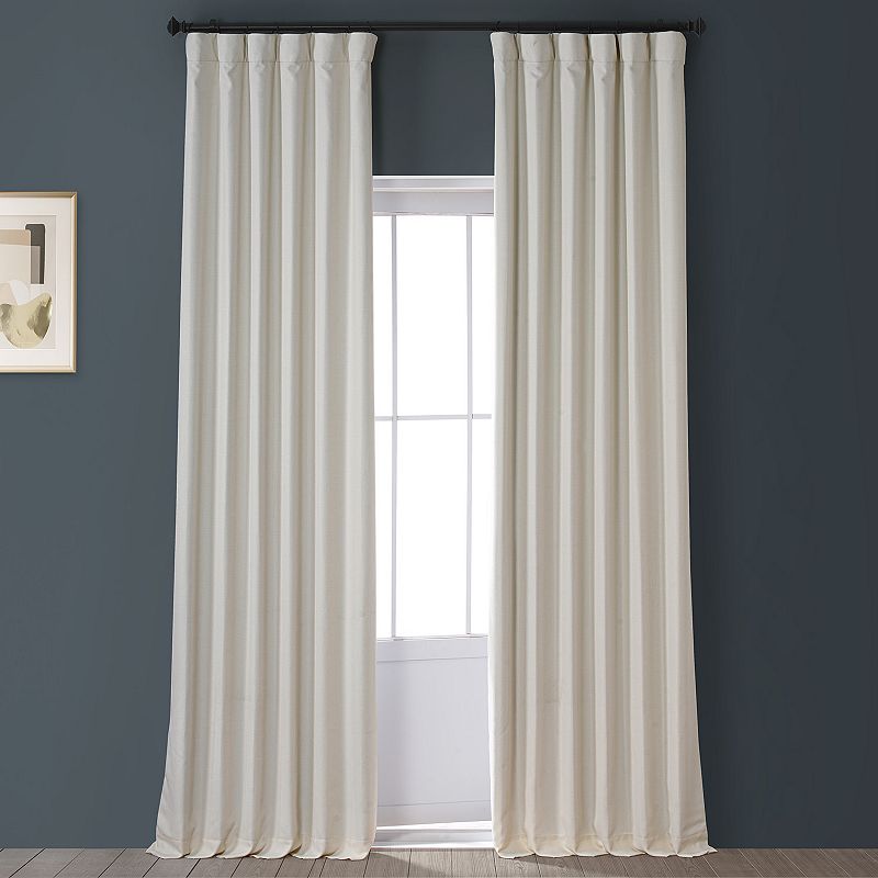 Signature Excursion Ivory Faux Linen Blackout Curtain (1 Panel)  Excursion Ivory  50W X 84L (set of 2)