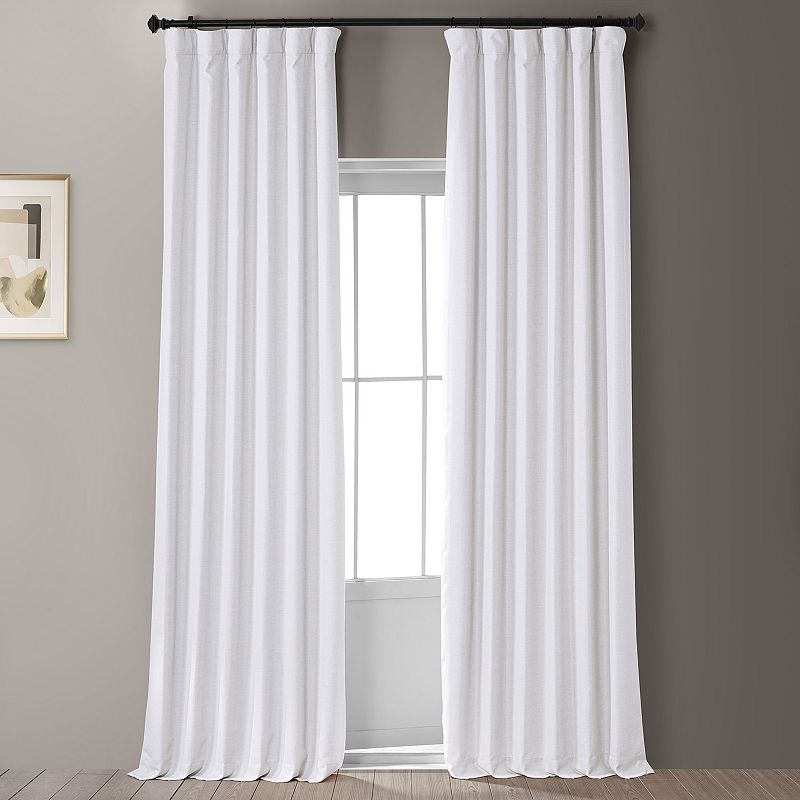 Signature Mission White Faux Linen Blackout Curtain (1 Panel)  Mission White  50W X 108L
