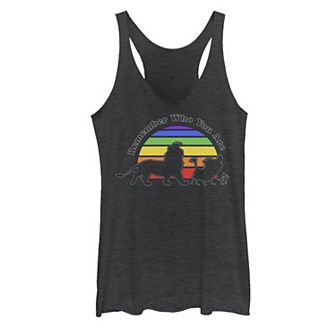Disney's The Lion King Remember Who You Are Rainbow Sunset Juniors' Tri-Blend Racerback Tank Top