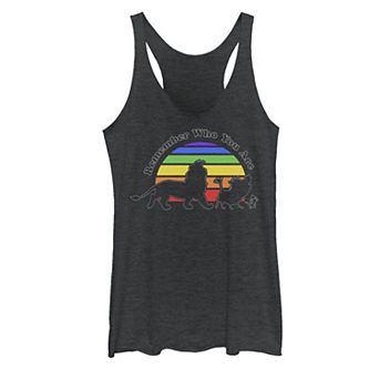 Disney's The Lion King Remember Who You Are Rainbow Sunset Juniors' Tri-Blend Racerback Tank Top