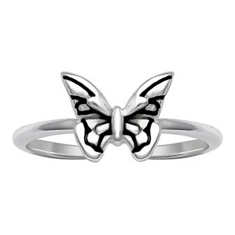 PRIMROSE Oxidized Sterling Silver Butterfly Toe Ring