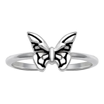PRIMROSE Oxidized Sterling Silver Butterfly Toe Ring