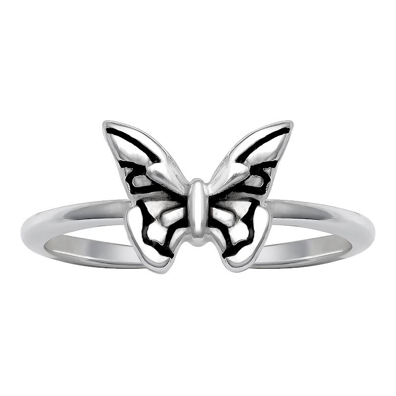 PRIMROSE Oxidized Sterling Silver Butterfly Toe Ring, Womens