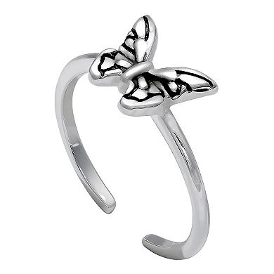 PRIMROSE Oxidized Sterling Silver Butterfly Toe Ring