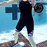 Women's Dolfin Aquashape Striped Racerback One-Piece Aquatard Swimsuit