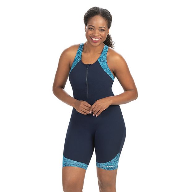 CHLORINE RESISTANT DOLFIN WILD HOUR ZIP UP RACERBACK SWIMSUIT